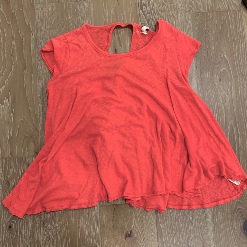 Free People bright pinkish orange shirt